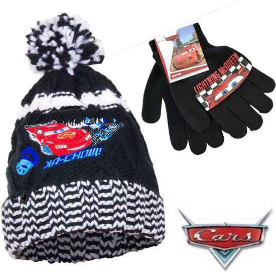 Disney Cars Winterset - Muts + Handschoenen - Zwart - Maat 52 cm - Kinderen
