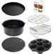 Zubehörset für Heißluftfritteuse 7-teilig - Eierbecherform - Pizzapfanne - Kuchenform - Spießhalter - Silikonmatte - Lebensmittelechtes Material - Heißluftfritteuse
