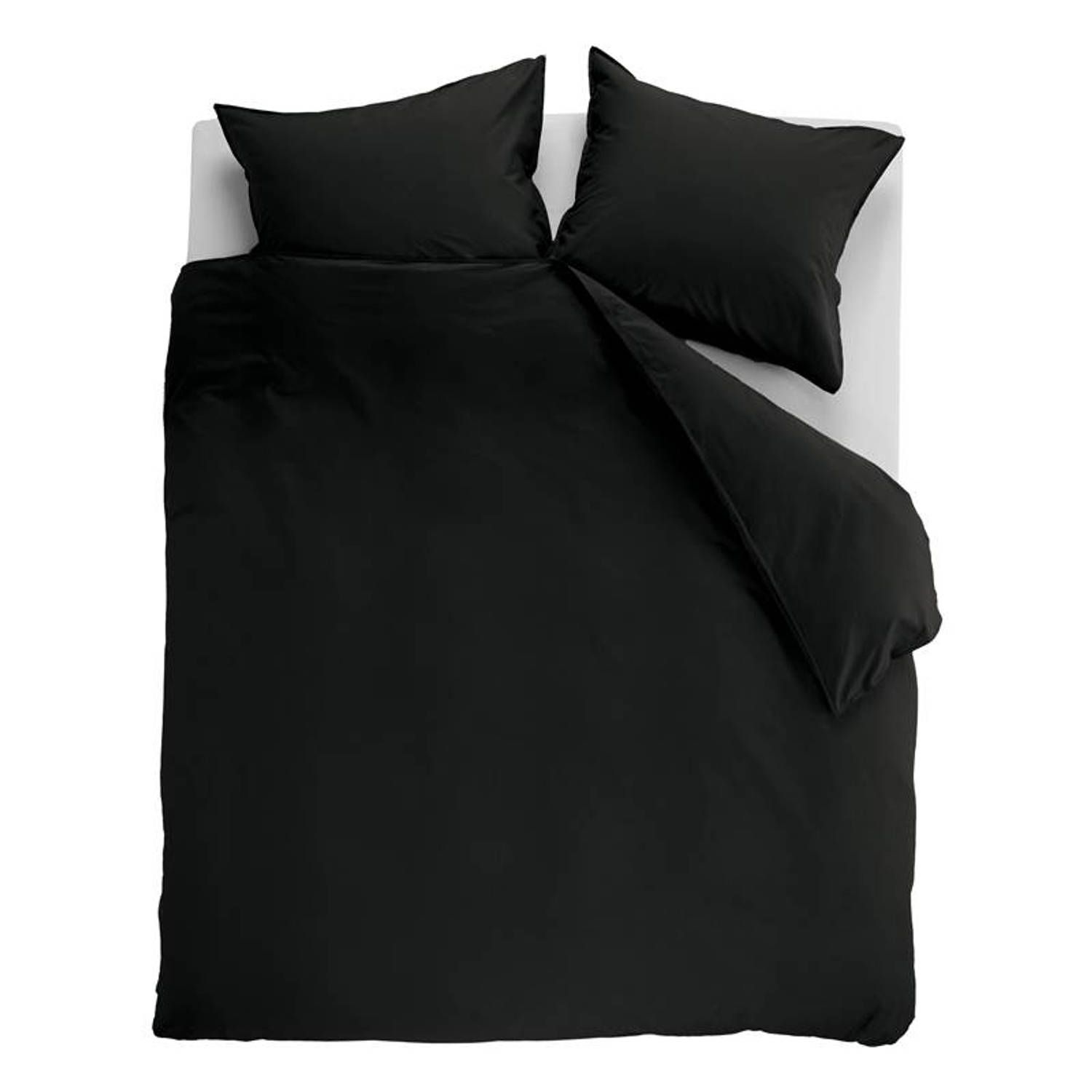 Ambiante Cotton Uni Dekbedovertrek - Extra breed - 260x200/220 cm - Zwart