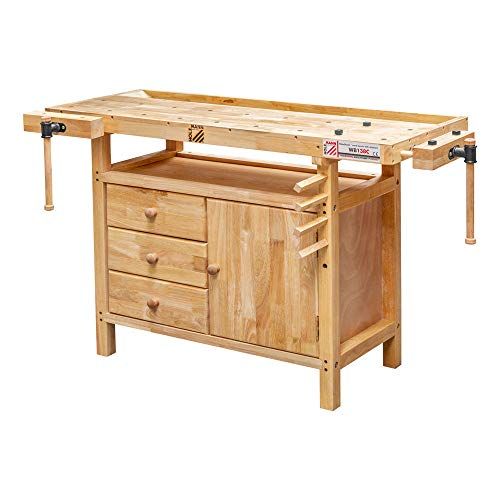 Holzmann - Werkbank van hout, 1380 x 620 mm, 1 deur + 3 schuifladen – WB138C –