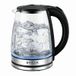 Brock Electronics Brock WK 2404, 1500 W, 1,8 liter, LED-verlichting, verborgen verwarmingselement, glas, zwart roestvrij staal, waterkoker