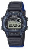 CASIO W-220HF horloge, uni, blauw, quartz, digitaal, met een textielband, waterdicht tot 5 bar