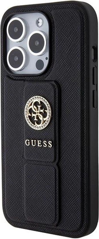 Guess GUHCP15XPGSSADK iPhone 15 Pro Max Black Hardcase Grip Stand 4G Saffiano Strass