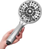 Merkloos / Sans marque 5'' Hogedruk Handheld Douchekop 6-instelling - Hoge Stroom zelfs met lage waterdruk - Set met Teflon Tape Rubber Ringen - Chroom - Ideaal voor Stortdouche