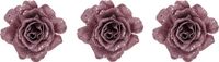 Cosy&Trendy Kerstboomversiering Bloemen - 4x - 10 cm - roze glitter - op clip - ornament