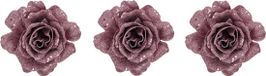 Cosy&Trendy Kerstboomversiering Bloemen - 4x - 10 cm - roze glitter - op clip - ornament
