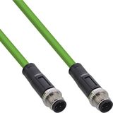 InLine Industriële netwerkkabel, M12 4-pin D-gecodeerd male / male, PUR, 2m