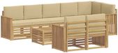 vidaXL Tuinset met 9 zitplaatsen, wit en beige, polyester