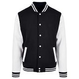 Build Your Brand Basic College Jacket BYBB004 - Black/White - 5XL