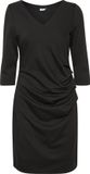 Kaffe KAindia V-neck 3/4 SL Dames Jurk - Black Deep