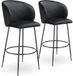 tectake® Set van 2 Barkrukken Luana - Gestoffeerde Barkruk met rugleuning - Barstoelen - Barstoel met voetensteun - Eetkamerstoel met fluwelen bekleding - Stevige stalen poten met antislip vloerbescherming - Zwart/zwart