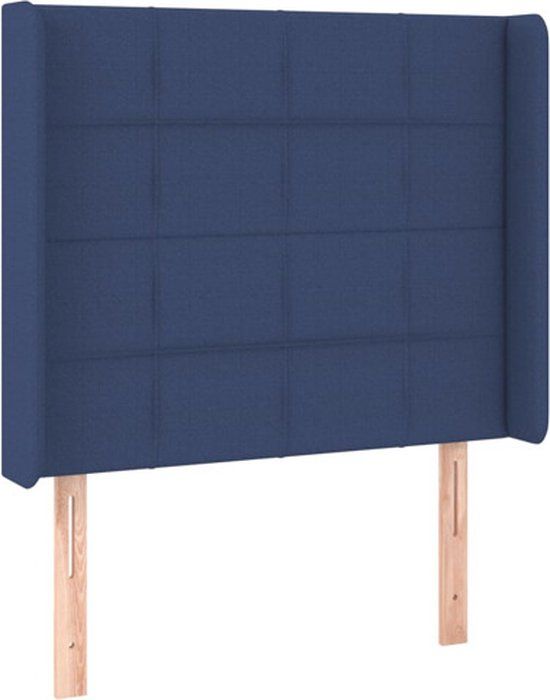 vidaXL Hoofdbord met randen 103x16x118/128 cm stof blauw