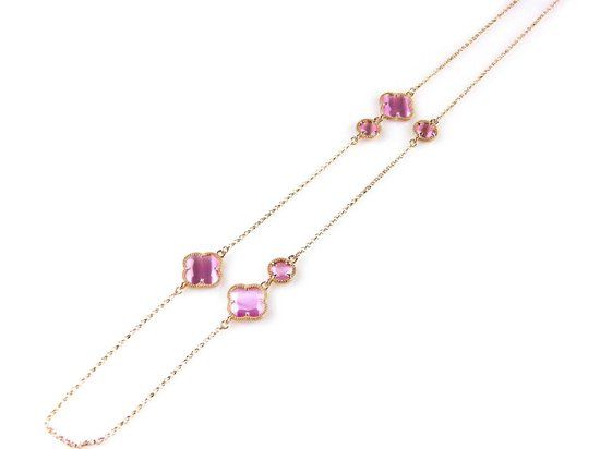 Zilveren collier roze verguld model Fiori fantasie - 90 cm