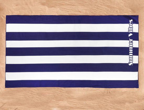 W Lucca Sneldrogend Microvezel Strandlaken - Summer Vibes - 100x180 - Navy
