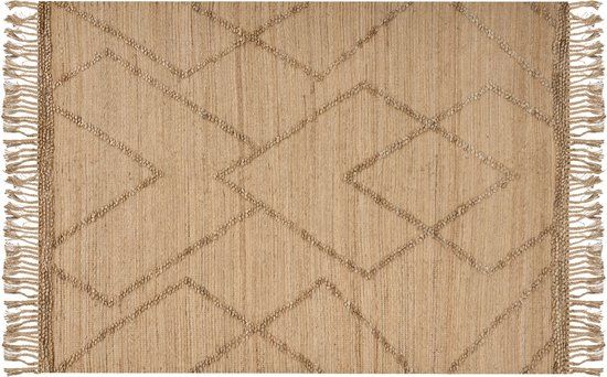 Beliani HANDERE - Beige Jute Rug - 200 x 300 cm - Low Pile - Rectangular - Landelijk Style