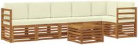 vidaXL - Hoek loungeset - 6 zitplaatsen - Natuurlijk en crème - Polyester