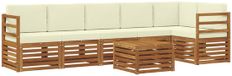 vidaXL - Ensemble de salon d'angle - 6 places assises - Naturel et crème - Polyester