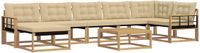 vidaXL Hoek loungeset 7 zitplaatsen Wit en Beige Massief Acacia Hout