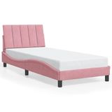 vidaXL Bedframe met hoofdeinde fluweel roze 90x190 cm