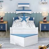 OEM Corvance B.V. Houten kinderbed - Zeilbootvorm - Lades - Opbergkast Aan Het Einde Van Het Bed - Eenpersoonsbed - Blauw