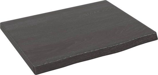 vidaXL Wandschap - Massief Eikenhout - Donkerbruin - 40x30x2 cm