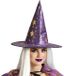 Atosa Halloween heksenhoed - met sterren - one size - paars/goud - meisjes/dames - verkleed hoeden