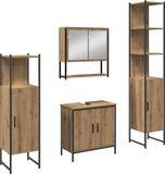 vidaXL Ensemble de meubles de salle de bain, 4 pièces, marron, 33 x 33 x 185,5 cm