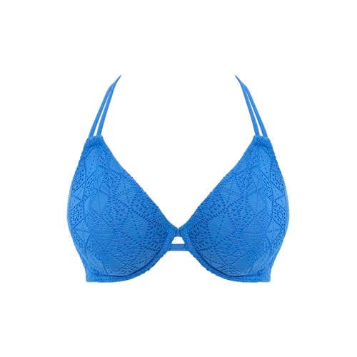 Freya niet-voorgevormde crochet halter bikinitop Nomad Nights blauw
