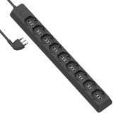 Electraline 61924 meervoudige stekkerdoos met 9 stopcontacten P40 (Schuko + 10/16 A), zeer robuust, kabel 2 m, met geïntegreerd kabelopwikkelsysteem, ruimtebesparende 90°-stekker, 16 A