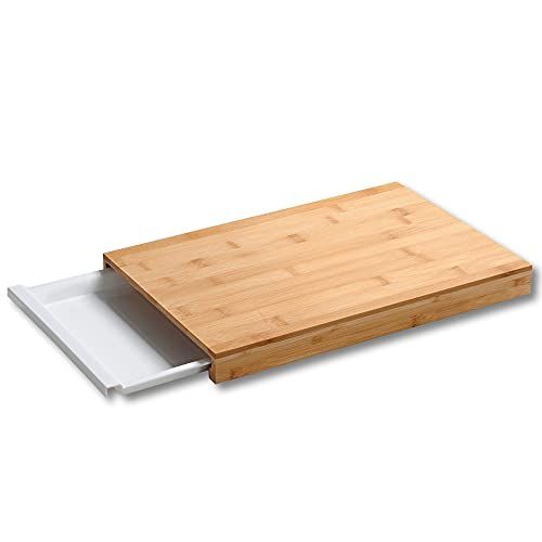 KESPER Snijplank met opvangbak - bamboe - 38 x 25 x 3,5 cm - bruin/wit
