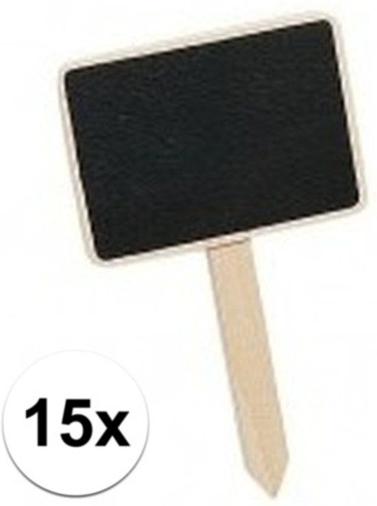 15 Mini krijtbordjes op stokje 7 cm