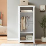 en.casa Kledingkast Trorjam 2-deurs 175x80x52 cm wit en eikenkleurig