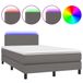 VidaXL Boxspringbed met matras en LED-verlichting, grijs, 120x200 cm, kunstleer