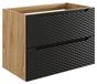 Meuble de salle de bain sous lavabo, 80 cm, noir, mat, traité à l'huile, avec 2 tiroirs