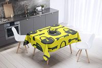Bonamaison Tafelkleed, Anti-Mold, Sneldrogend, Waterdicht, 100% Polyester Tafellaken, Neon Geel, Rook, 140 x 140 Cm