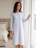 Pastunette Nachthemd Soft Paisley Katoen Blauw/Wit Maat 42