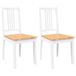 VidaXL Eetkamerstoelen 2 st massief hout rubber wit