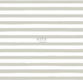 Esta Home behang geschilderde strepen donker beige en wit - 138968