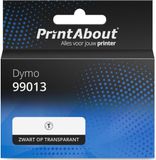 PrintAbout Huismerk Etiket 99013 (S0722410) Zwart op transparant (36 mm x 89 mm) geschikt voor Dymo