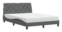 vidaXL Bed met matras, donkergrijs, 140x200 cm, stof