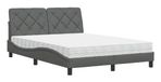 vidaXL Bed met matras, donkergrijs, 140x200 cm, stof