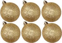 Cosy & Trendy Kerstballen - 6 stuks - Goud - Glitters - 8 cm - Kunststof