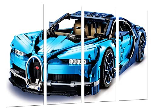 Cuadros Camara Moderne fotolijst, sportauto, Bugatti Chiron, blauw, 131 x 62 cm, Ref. 27264