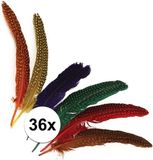 Rayher hobby materialen Rayher hobby sierveren met stippen - multi kleuren - 36x stuks - 17 tot 22 cm - veertjes