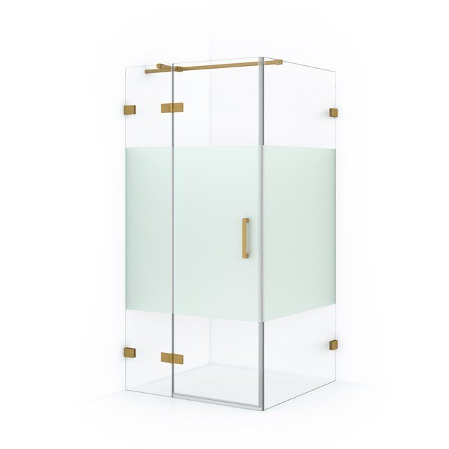 Maxaro Douchecabine Diamond 100x90cm 8mm Helder Veiligheidsglas met Matte Strook Goud