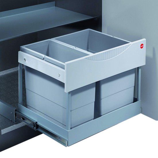 Hailo Space Saver Tandem Afvalemmer - 30 l - Grijs