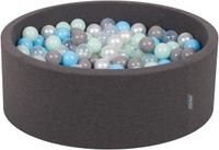 KiddyMoon Ballenbad 90x30cm met 300 Ballen - Rond - Donkergrijs/Parelmoer/Grijs/Transparant/Babyblauw/Mint