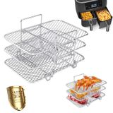 Solidchoice - Stapelbare roestvrijstalen grill voor airfryer, ideaal voor meerlaags koken