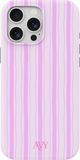 AVY Hoesje geschikt voor Apple iPhone 13 Pro Max | Pink Horizon | Strepen | Roze | Hard Shell Back Cover | Compatibel met MagSafe & Qi2