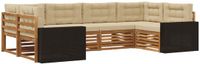 vidaXL - Hoek loungeset - 6 zitplekken - Natuurlijk en beige - Massief acaciahout